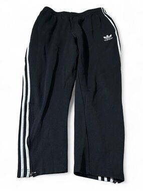adidas Black Track Sweatpants with White 3-Stripes y2k